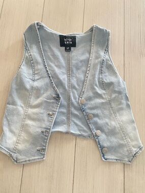 refuge Light Blue Denim Vest with Black Label and Bel bottom Jean set (small)